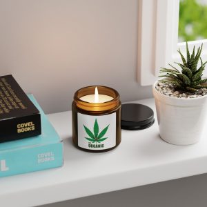 Organic Scented Soy Candle with Leaf Design | Eco-Friendly Home Decor