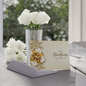 Elegant Christmas Holiday Cards – One-Sided Print with Gold Bow