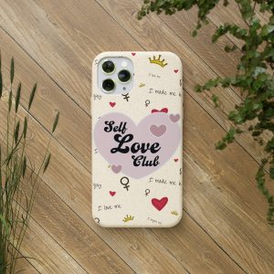 Self Love Club Biodegradable Phone Case – Eco-Friendly, Heart Design for Positive Vibes