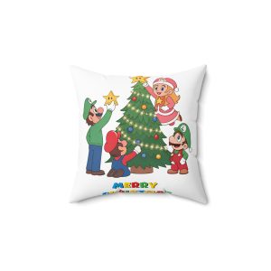 Christmas Pillow with Cover – Merry Christmas Design for Gamers – Holiday Throw Pillows for Couch or Outdoor Décor for Game Lovers