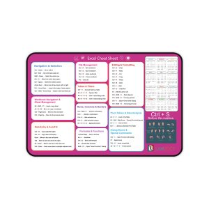 Excel Cheat Sheet Desk Pad – 12″ × 18″ Excel Shortcuts Mousepad – Desk Matt for Desktop – Desk Blotter Mat, Desk Protector Mat