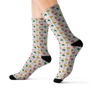Sublimation Christmas Socks – Cute Fuzzy Socks for Kids, Family, Men & Women – Fun Holiday Crew Socks, Unisex Fit