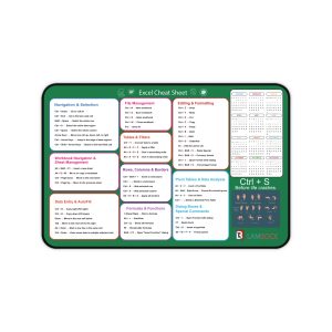 Excel Cheat Sheet Desk Pad – 12″ × 18″ Excel Shortcuts Mousepad – Desk Matt for Desktop – Desk Blotter Mat, Desk Protector Mat