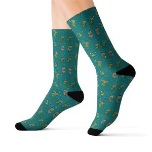 Sublimation Christmas Socks – Funny Fuzzy Grinch Socks for Kids, Family, Men & Women – Fun Holiday Crew Socks, Unisex Fit