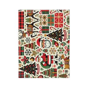 Christmas Themed Velveteen Microfiber Blanket Santa & Reindeer Holiday Gift  | Cozy Holiday Throw, Festive Home Decor | Soft Plush Throw