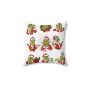 Grinch Christmas Throw Pillow – Funny Santa Design, Double-Sided, Christmas Pillow Covers