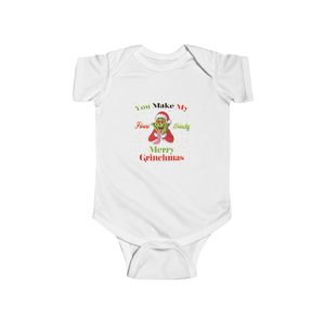 You Make My Heart Grinchy Infant Bodysuit – Funny Christmas Baby Outfit, Cute Baby Christmas Romper, Grinch Baby Bodysuit for Holidays