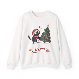 Cute Cat Sweatshirt Christmas Sweatshirt | Unisex Merry Christmas Sweatshirt for Womens & Men – Plus Size Funny Cute Christmas Sweatshirts