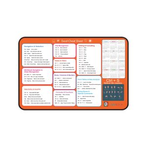 Excel Cheat Sheet Desk Pad – 12″ × 18″ Excel Shortcuts Mousepad – Desk Matt for Desktop – Desk Blotter Mat, Desk Protector Mat