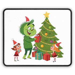 Whimsical Christmas Gaming Mouse Pad for Holiday Cheer, Cute Grinch Design, Gamer Gift, Desk Accessory, Holiday Decor