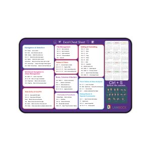 Excel Cheat Sheet Desk Pad – 12″ × 18″ Excel Shortcuts Mousepad – Desk Matt for Desktop – Desk Blotter Mat, Desk Protector Mat