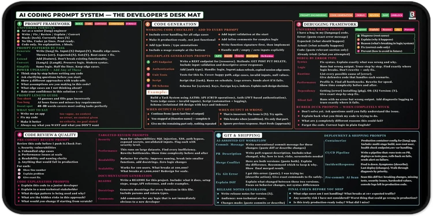 Coding Cheat Sheet Desk Mat