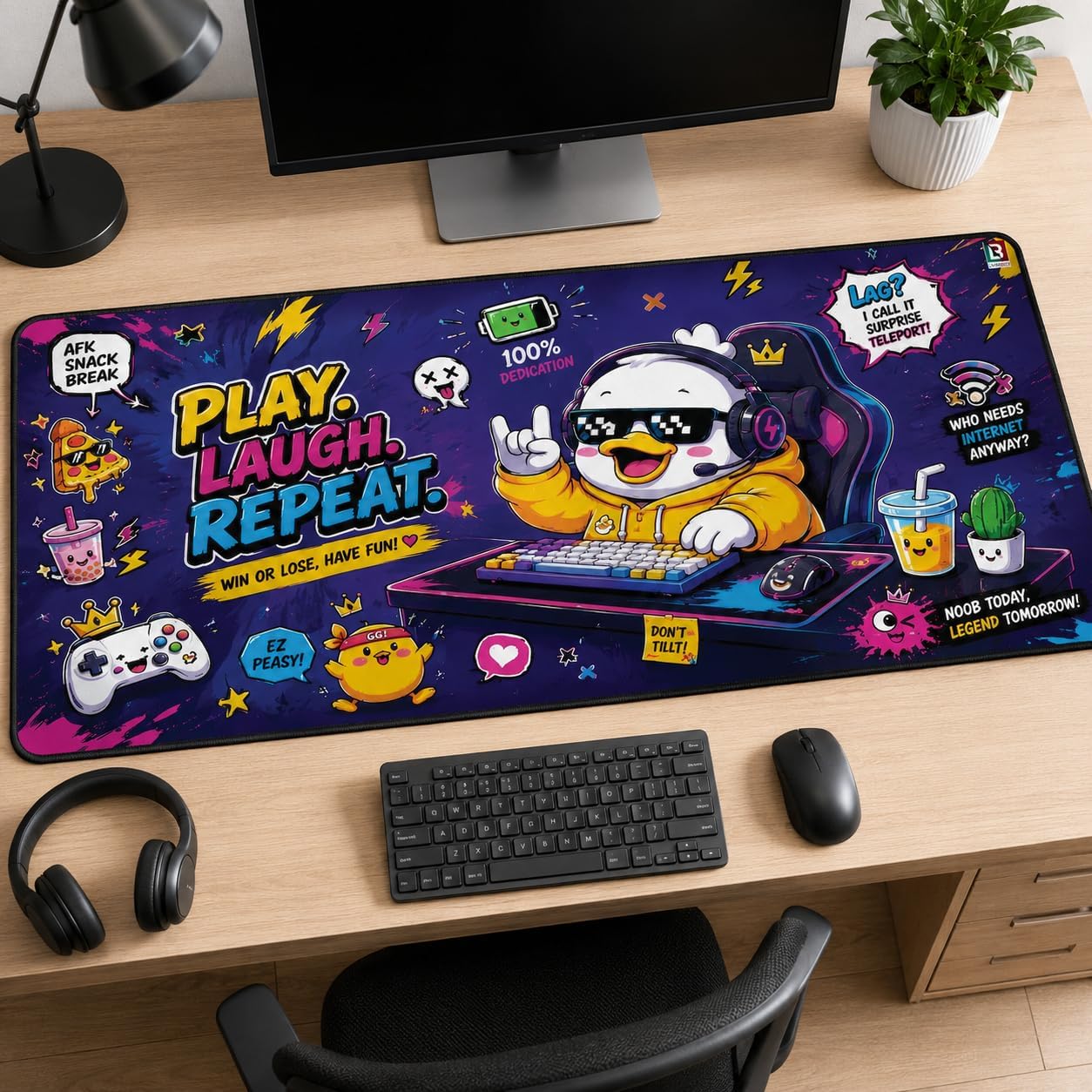 Funny Gamer Character Desk Mat