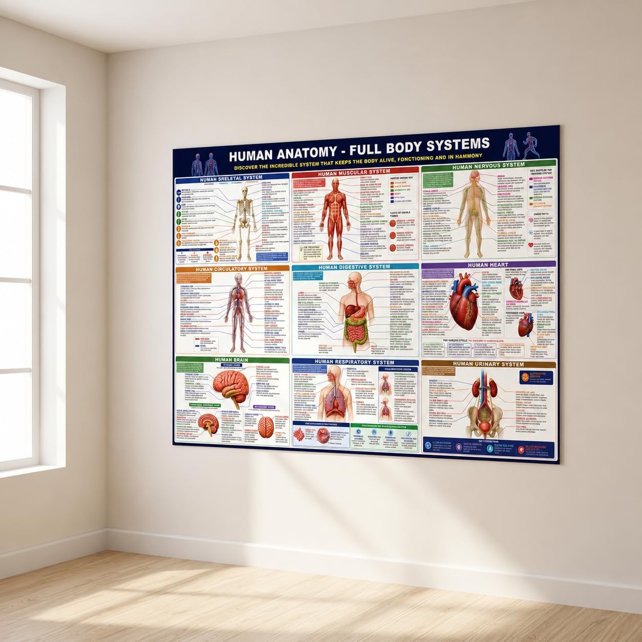 Human Anatomy Full Body Systems Poster