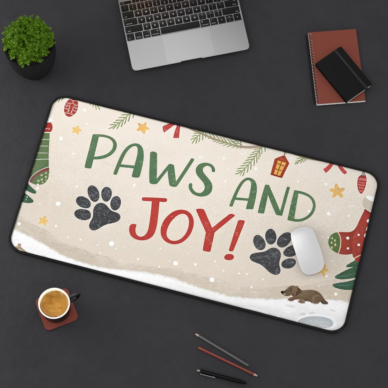 Aesthetic Green Christmas Desk Mat