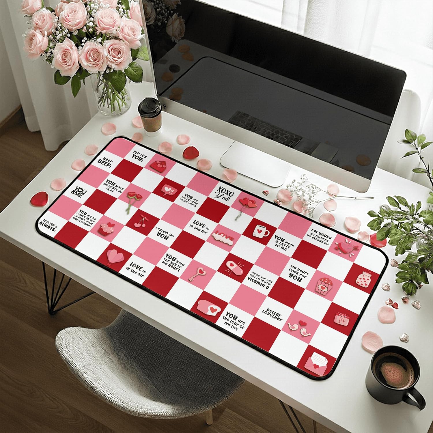 Valentine's Pink Desk Mat