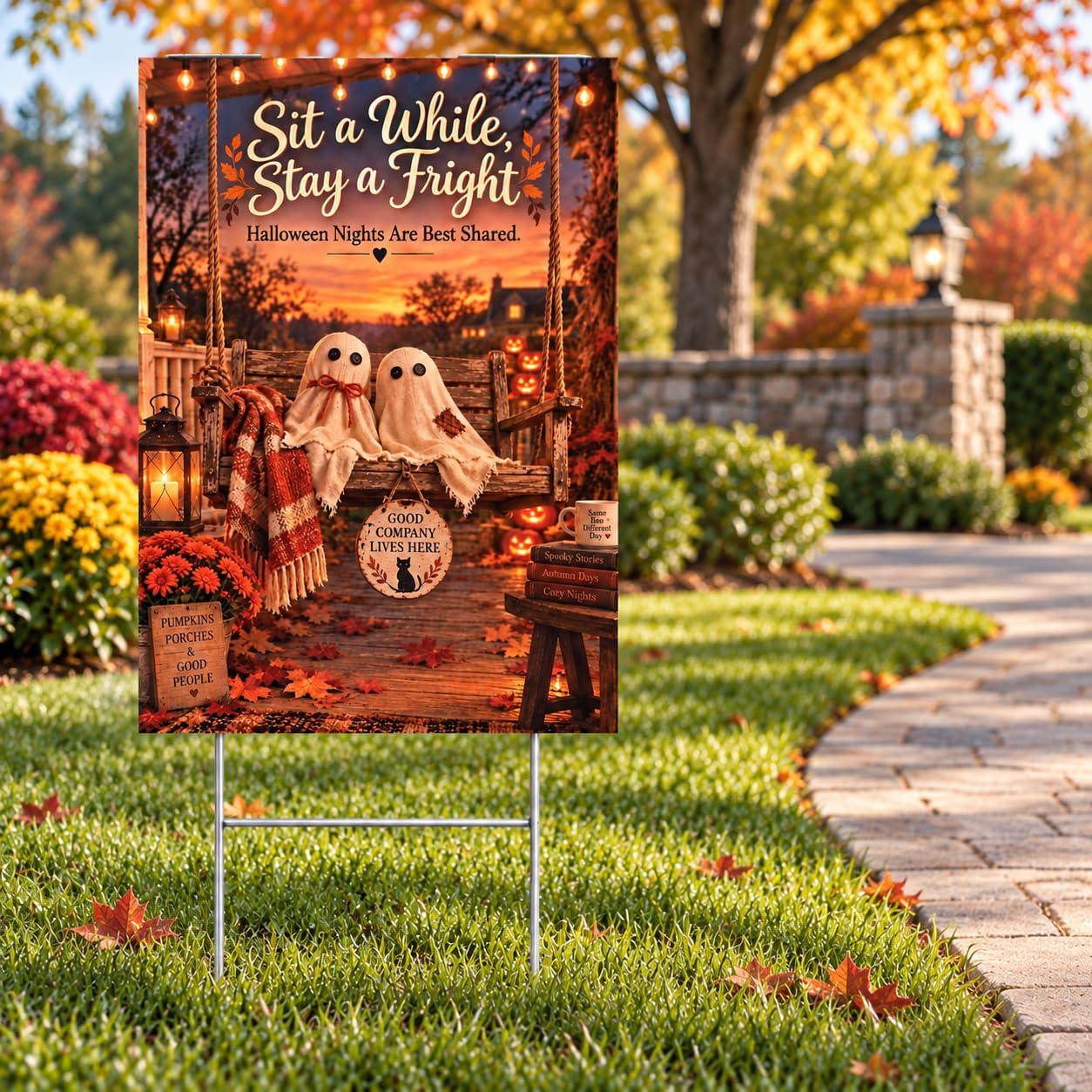 Ghost Halloween Yard Sign
