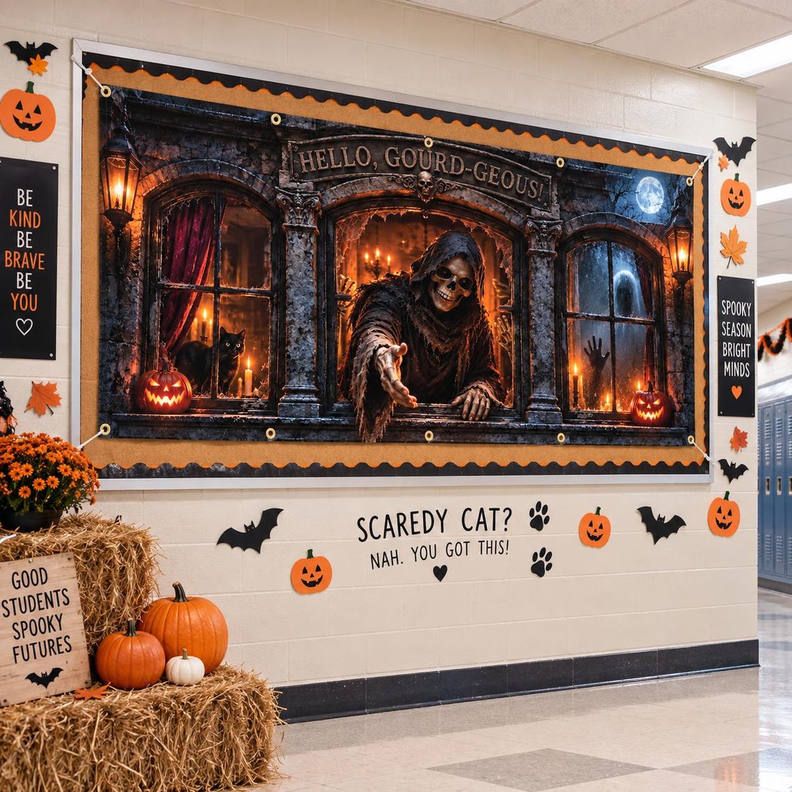 Scary Skeleton Halloween Banner